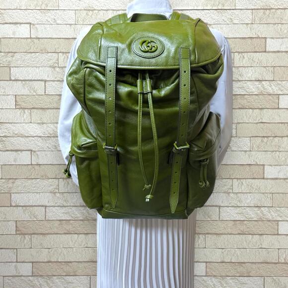 Gucci Double G Backpack, Leather Daypack 725657, Men's - Picture 2 of 11